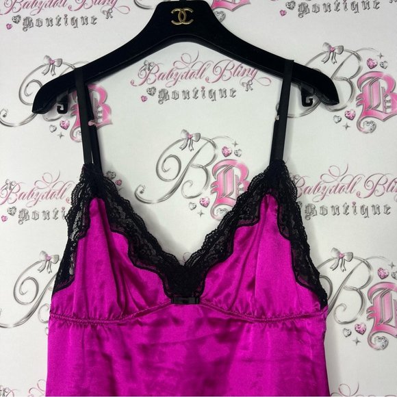 La senza tank top lace shimmer satiny silky purple black cami camisole sexy y2k - Picture 6 of 9